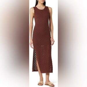 NWT The Drop Womens Ritu Crochet Midi Dress Cappuccino Size Small